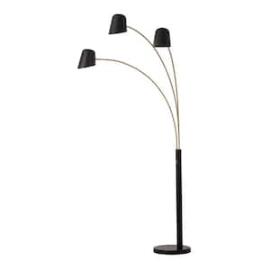 Matte Black and Weathered Brass 86 in. Culver 3-Light Arc Lamp