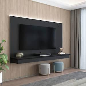 Black Wall Mounted Floating Entertainment Center Fits TV up to 65 in., TV Wall Panel with LED Strip and Shelf