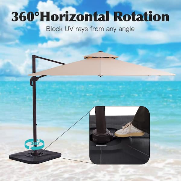 blue and tan patio umbrella Costway 10' Solar LED Lighted Patio Market Umbrella Shade Tilt Adjustment  Crank Tan/Beige/Blue/Navy/Burgundy/Gray, Color: Blue, Model: AA70706NYA