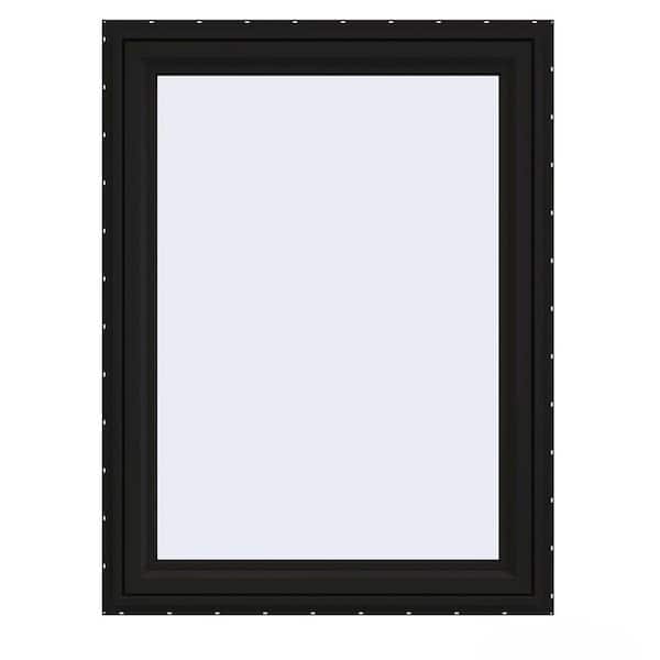 JELD-WEN 36 in. x 48 in. V-4500 Series Black Exterior/White Interior FiniShield Vinyl Left-Handed Casement Window w/Mesh Screen