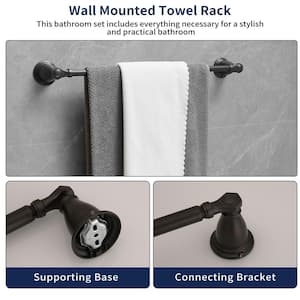 4-Piece Bath Hardware Set with Towel Bar Hand Towel Holder Toilet Paper Holder Towel Hook Modern in Oil Rubbed Bronze