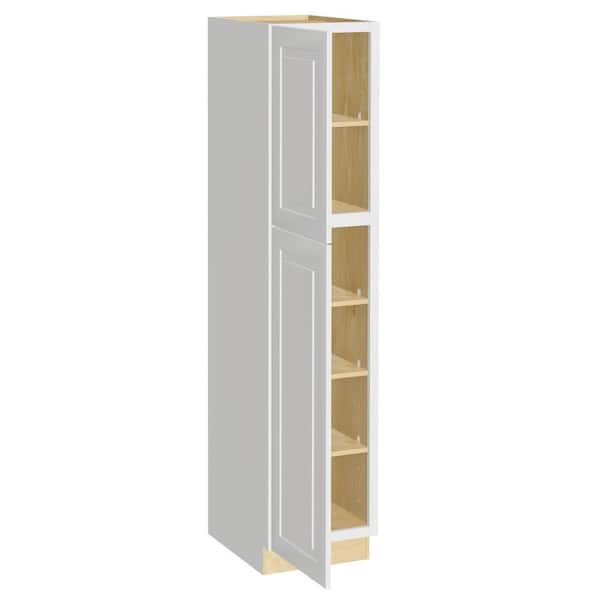 Home Decorators Collection Grayson 18 in. W x 21 in. D x 84 in. H Assembled Plywood Vanity Linen Bath Cabinet in Pacific White with Soft Close LH