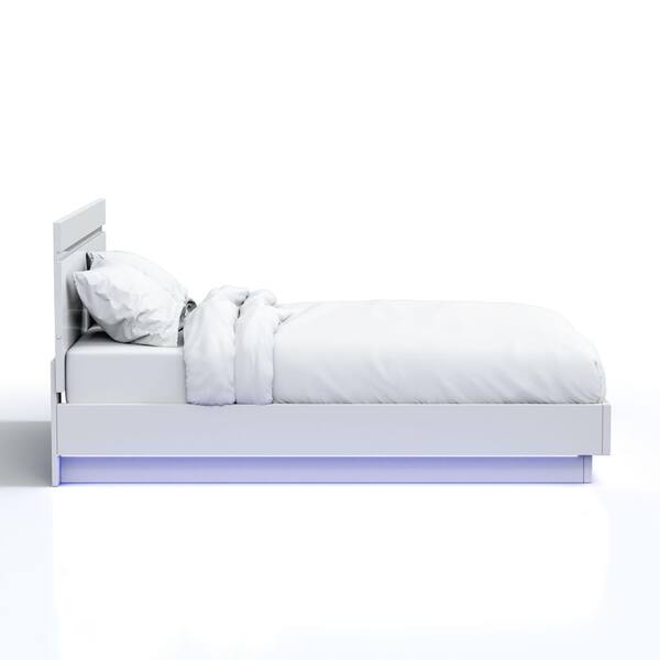 Furniture of America Seboya White King Panel Bed with LED Light