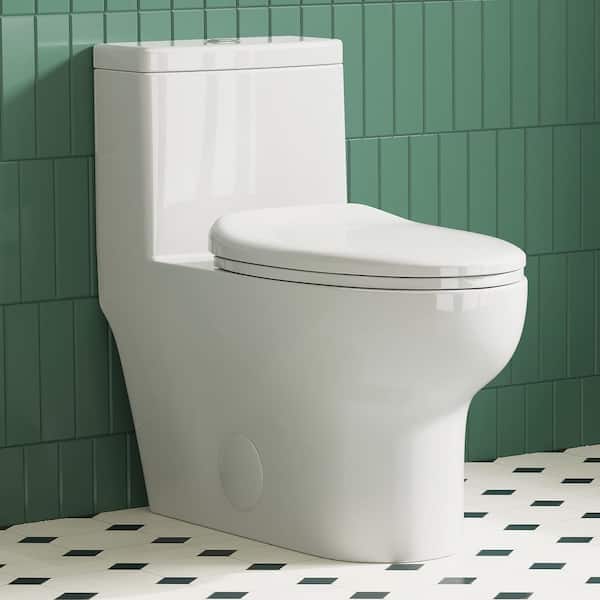 Eridanus Salerno 1-Piece 1.1/1.6 GPF Siphonic Jet Dual Flush Elongated Compact Toilet in White, Seat Included