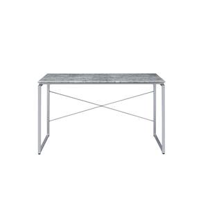 22 in. W Rectangular Sliver Metal and Wood Computer Desk Writing Desk with Metal X Frame