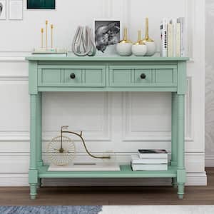 Daisy 36 in. Blue Rectangle Wood Console Table with 2-Drawers