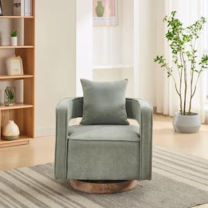 29.1 in. W Versatile 360° Swivel Linen Blend Accent Chair with Plush Cushion and Weathered Base - Pale Green