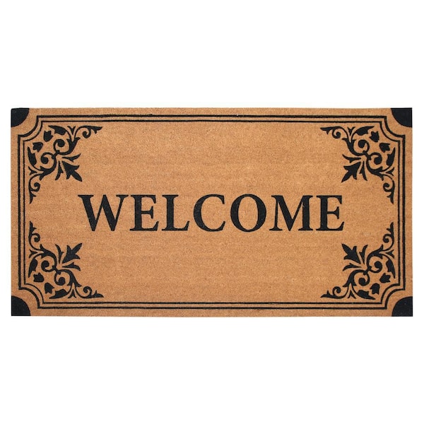 Chesapeake Coir Natural/Black Non-Slip Outdoor Doormat (36 in. x 72 in.)