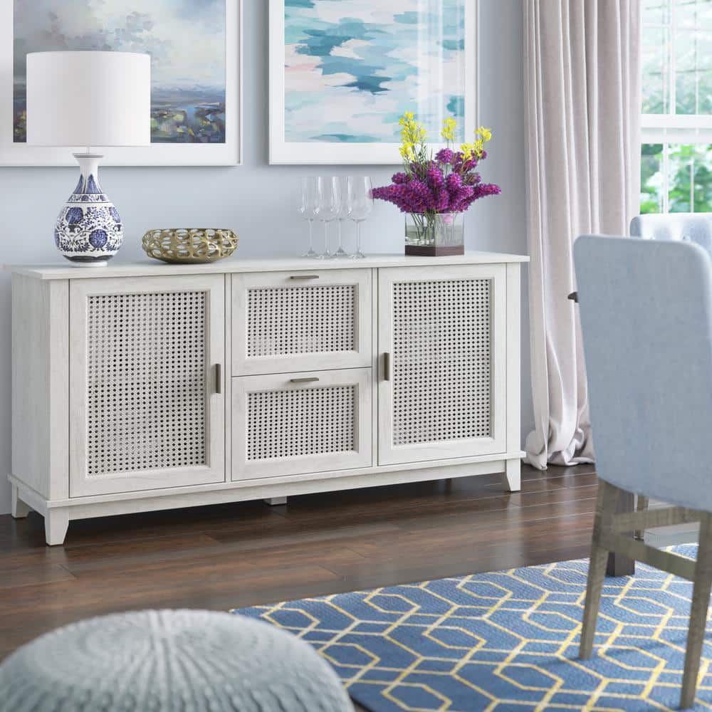 Fairfax Oak Cane Weave Hinged Door Sideboard