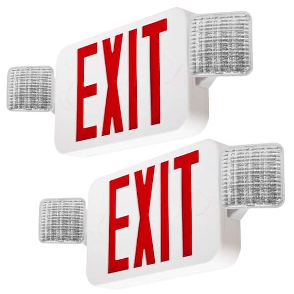 90 Min Backup,White Integrated LED Emergency Light with 2 Adjustable Lamp,UL Listed,120-277VAC,20-Watt Equivalent,2 Pack