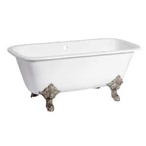 Aqua Eden Double Ended 67 in. Cast Iron Clawfoot Bathtub in Brushed Nickel