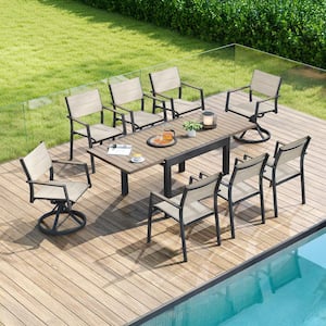 CikaCika 9-Piece Aluminum Extendable Table Outdoor Dining Set