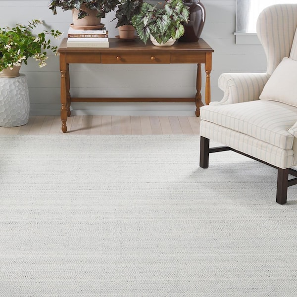 Martha Stewart Light Blue/Ivory 8 ft. x 10 ft. Monochrome Diamond Area Rug