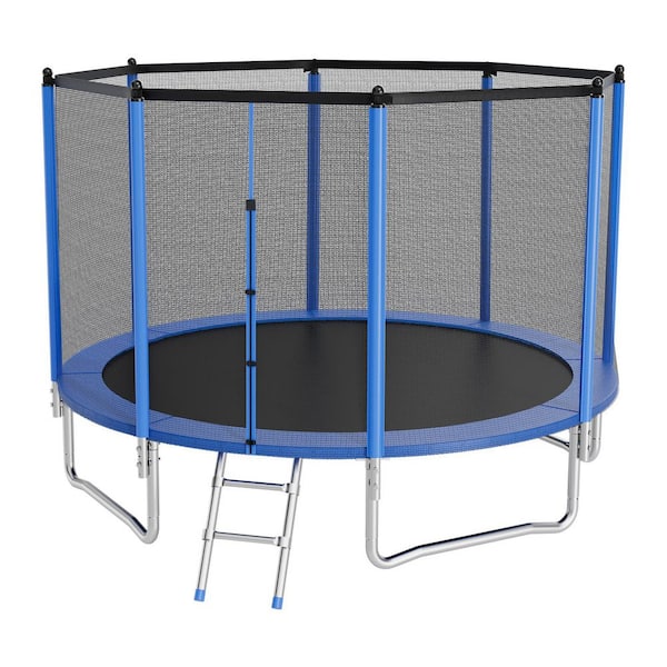 Outdoor 14 ft. Round Trampoline with Enclosure Net, ASTM Approved, Heavy-Duty, 450 lbs. Max, Anti-Rust, Backyard Fun