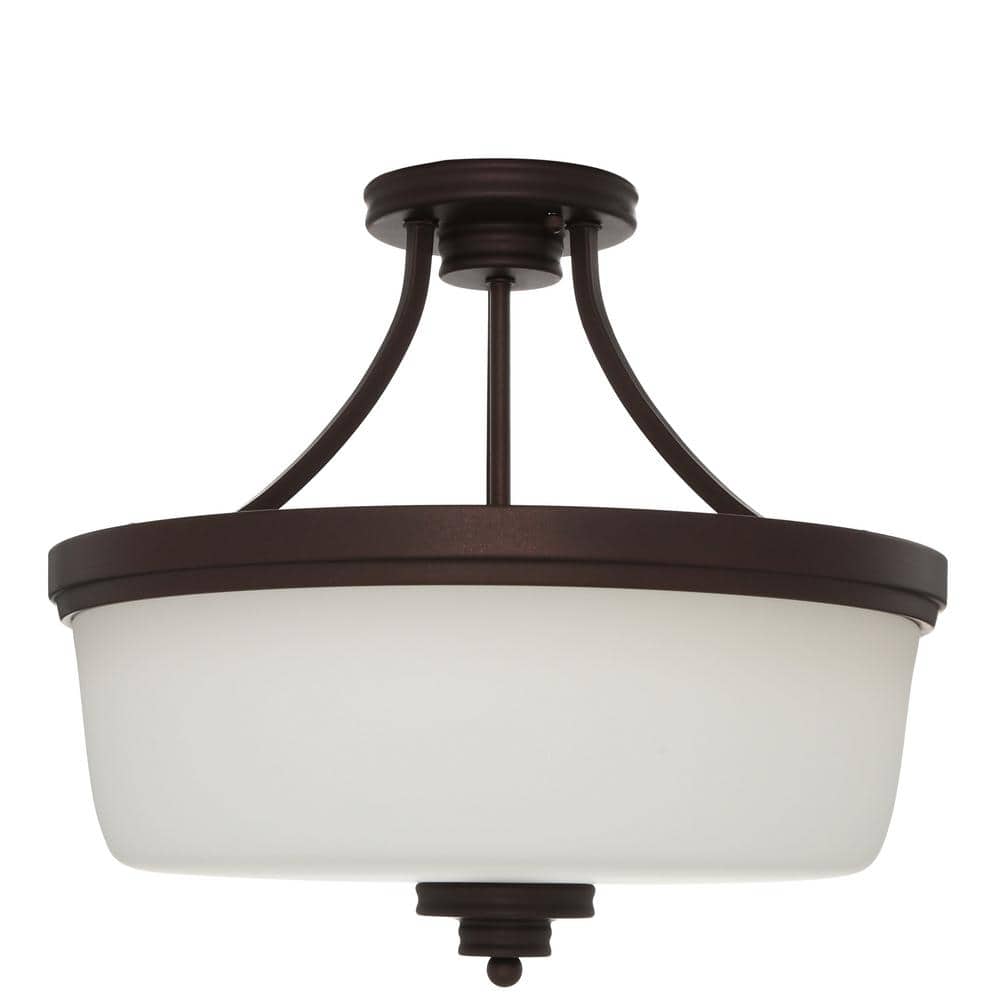 Elegant Jackson Bronze 15.75" Semi-Flush Bowl Ceiling Light with Opal Glass
