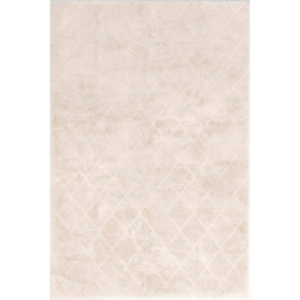 nuLOOM Amy Machine Washable Beige 8 ft. x 10 ft. Solid Area Rug