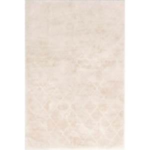 Amy Machine Washable Beige 8 ft. x 10 ft. Solid Area Rug