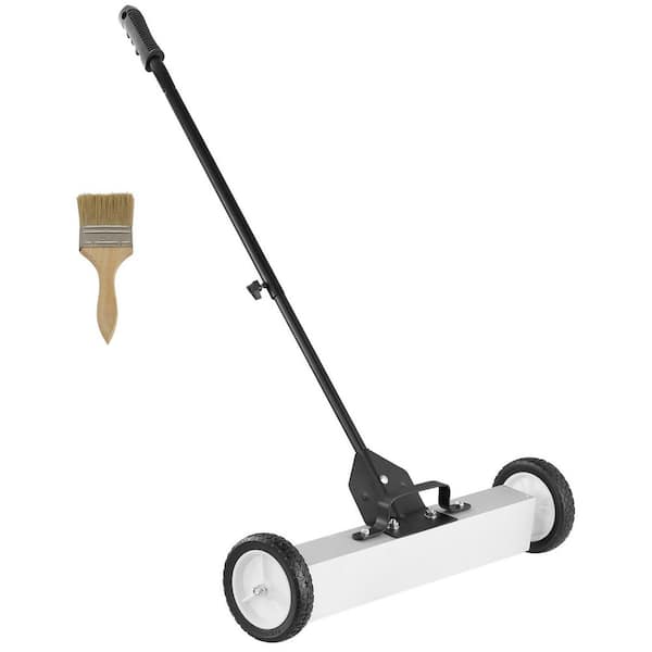 50 Lbs. Rolling Magnetic Sweeper with Wheels, Push-Type Magnetic Pick Up Sweeper, 24-in. Large Magnet Pickup