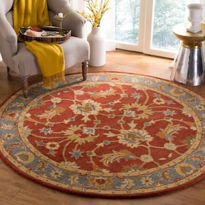Heritage Red/Blue 6 ft. x 6 ft. Round Border Antique Area Rug
