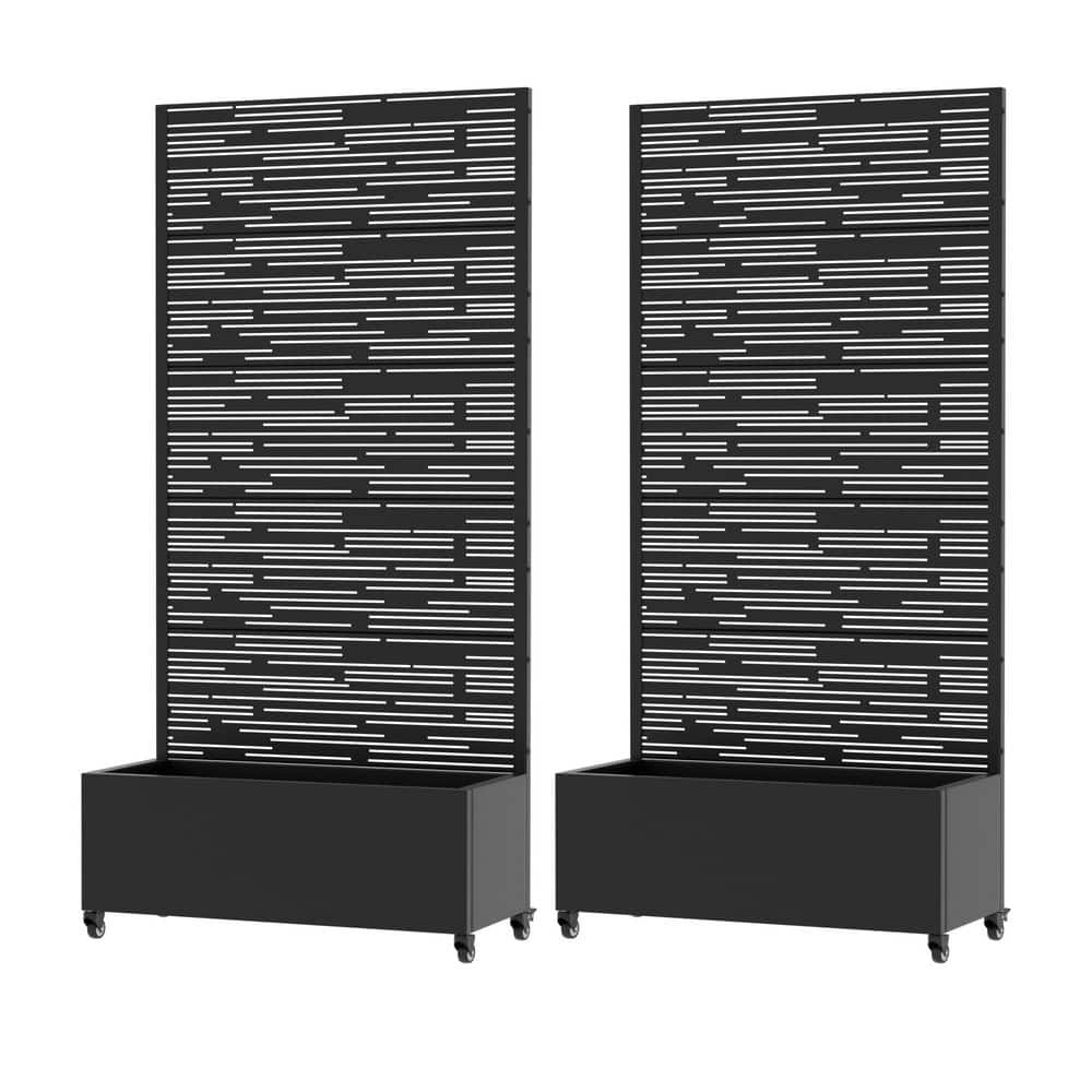 72 in. H x 35 in. W Metal Black Rectangle Pots and Planter Raised Box with Trellis for Vine Climbing Plants(Set of 2) price history on PriceWatchPro