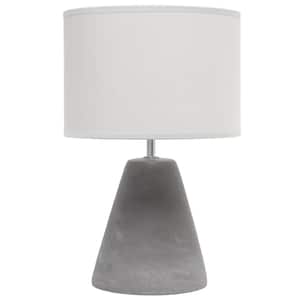 14.2 in. Gray Pinnacle Concrete Table Lamp with Gray Shade
