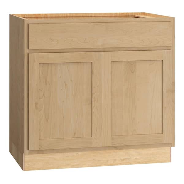 QuickShip Cottage 36 in. W x 24 in. D x 34.5 in. H Assembled Plywood Sink Base Kitchen Cabinet in Canopy Partial Overlay