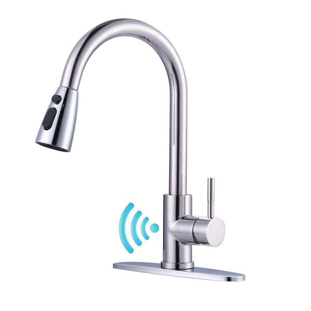 16 in. H Touchless Sensor Single Handle Pull Down Sprayer Kitchen Faucet with 360° Spout in Polished Chrome price history on PriceWatchPro