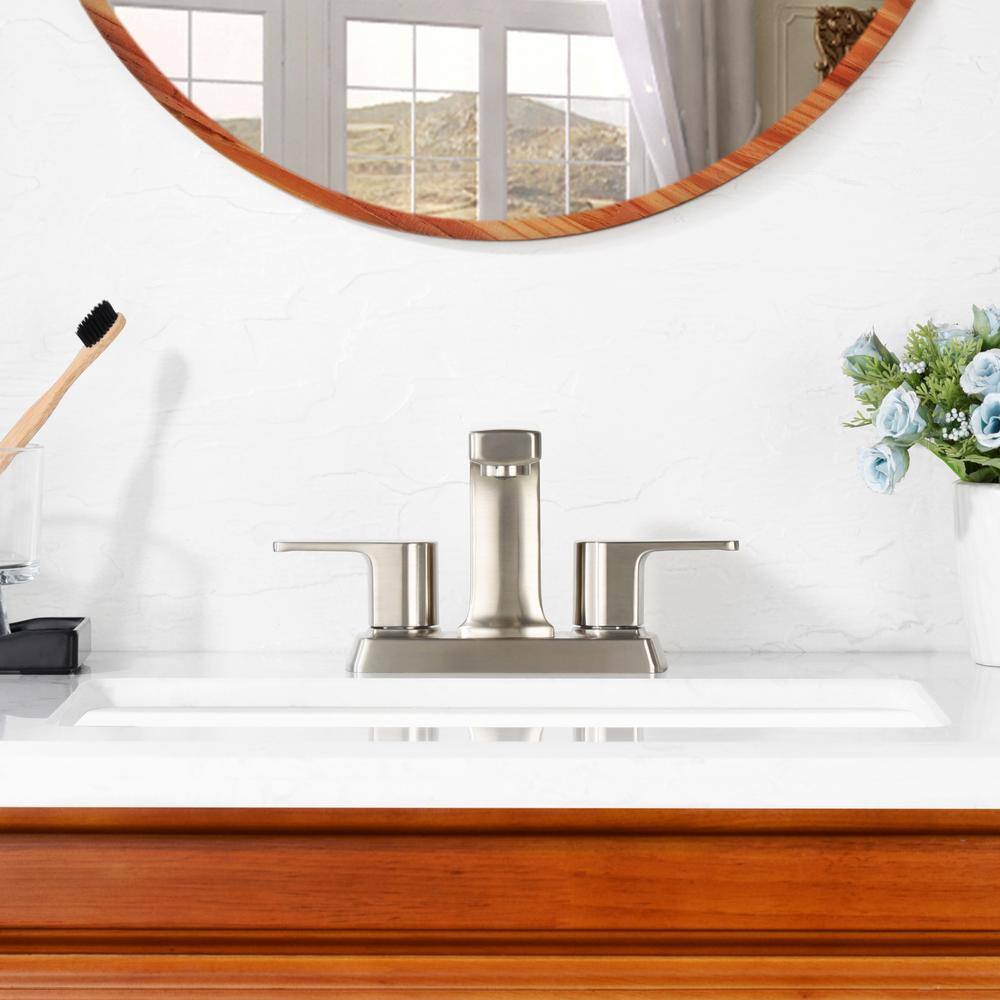 Dean Brushed Nickel Centerset 2-Handle Bathroom Faucet with Drain Assembly