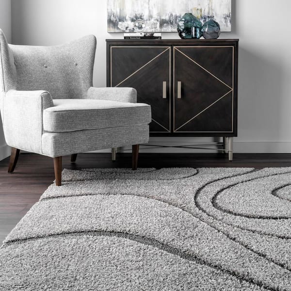 nuLOOM Carolyn Contemporary Curves Shag Dark Gray 7 ft. x 9 ft