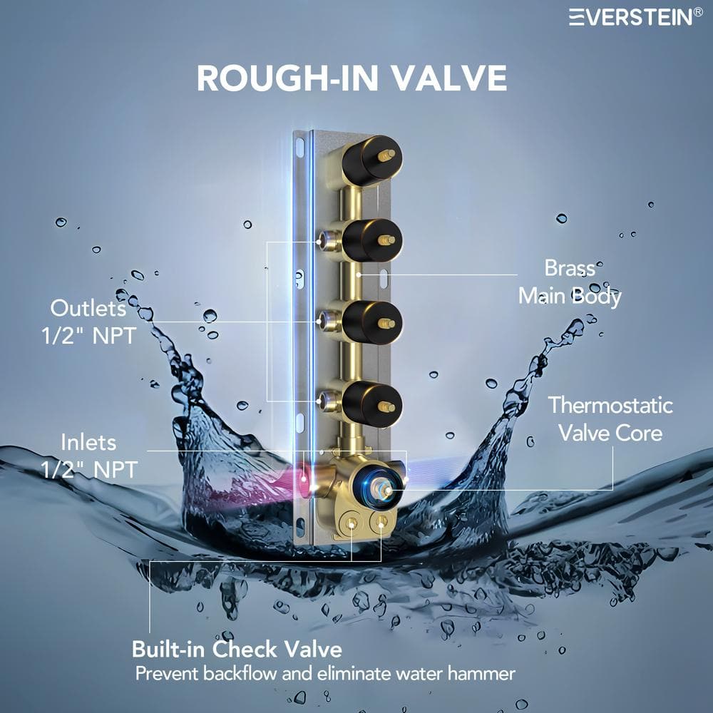 Matte Black 16" Stainless Steel Multi-Head Shower System