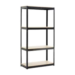 16.70 in. W x 2.50 in. H x 23.60 in. D Black 4 Tier Adjustable Garage Storage Shelving, Steel Storage Utility Shelf Unit