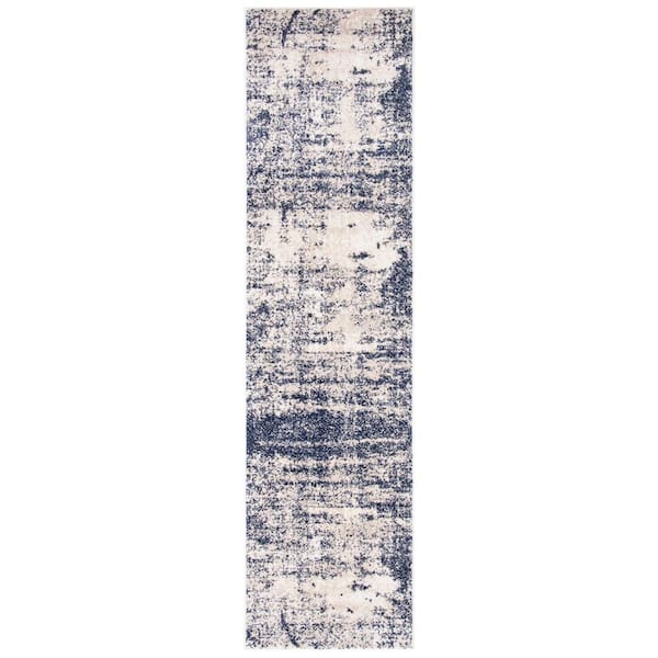 Adirondack 3 ft. x 12 ft. Gold/Navy Distressed Runner Rug