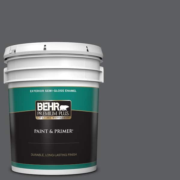 BEHR PREMIUM PLUS 5 gal. #N500-6 Graphic Charcoal Semi-Gloss Enamel Exterior Paint & Primer