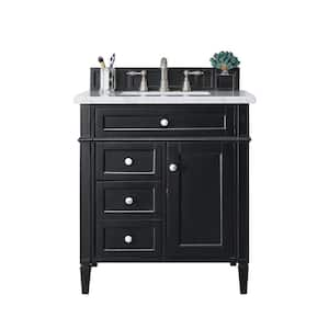 Brittany 30 in. W x 23.5 in.D x 34 in. H Single Vanity in Black Onyx with Quartz Top in Eternal Jasmine Pearl