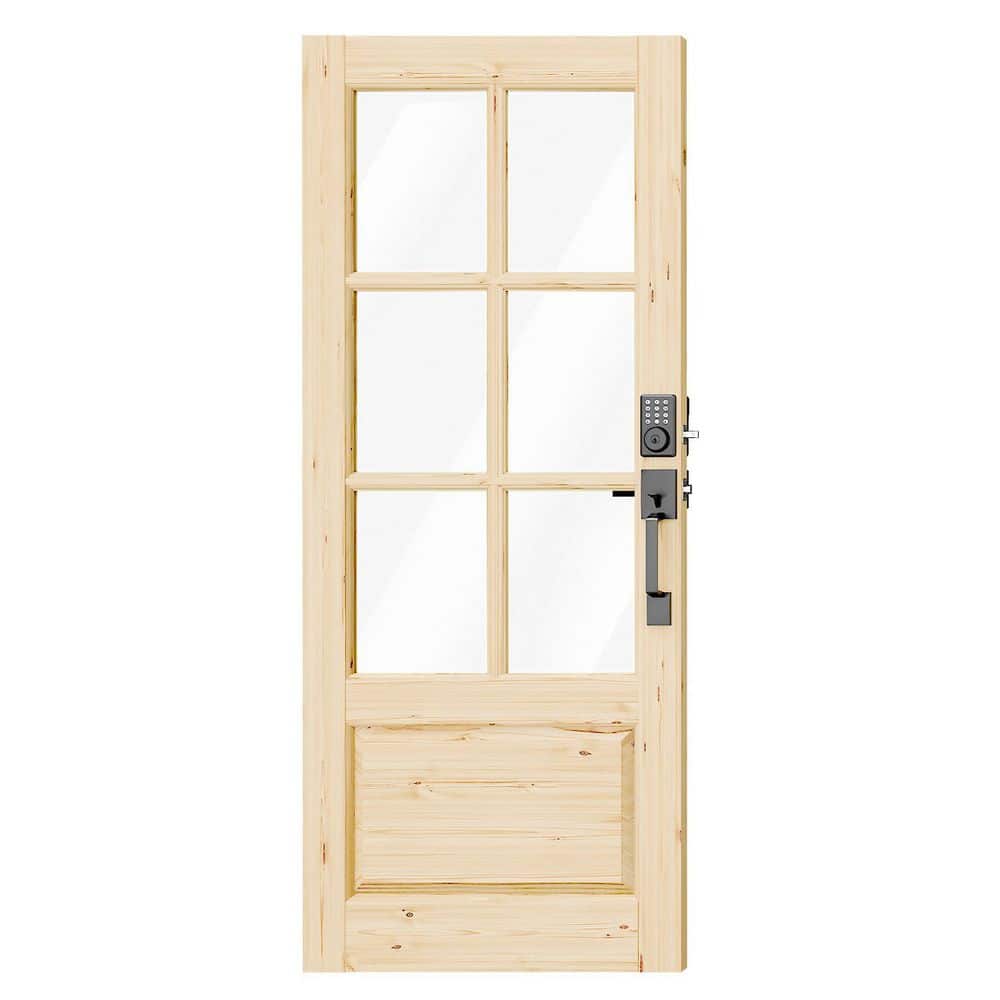 TENONER 36 in. x 80 in. No Handing 6-Lite 3/4 Clear Glass Unfinished ...