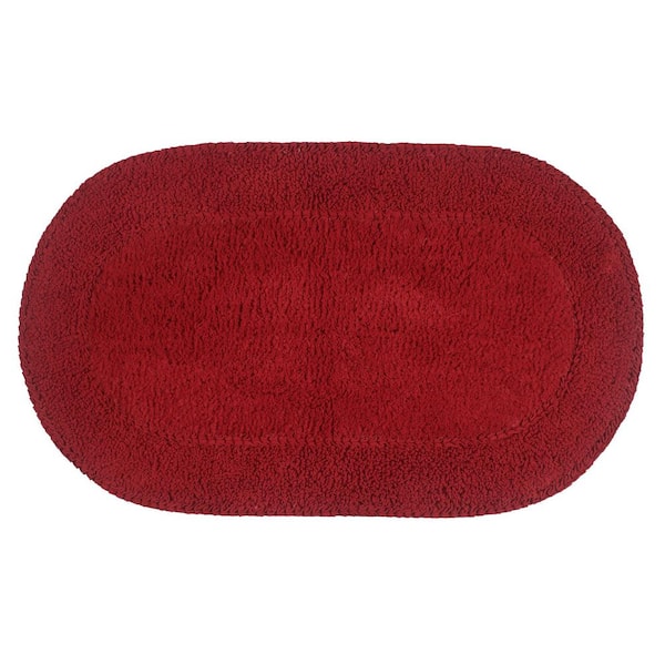 Double Ruffle Collection 100% Cotton Bath Rugs Set, 21x34 Rectangle, Red