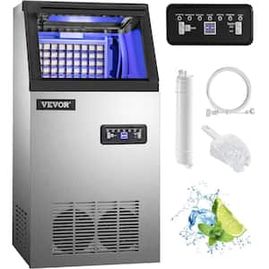 88 lb. / 24 H Ice Machine Commercial Stainless Steel Auto Clean Freestanding Ice Maker Machine in Silver