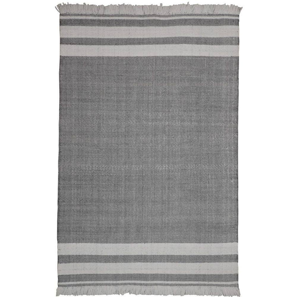Dark Gray 5 ft. x 7 ft. Woven Striped PET Polyester Rectangle Indoor/Outdoor Area Rug price history on PriceWatchPro
