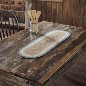 Finders Keepers 12 in. W x 36 in. L Gray Our Country Home Oval Cotton Blend Table Runner