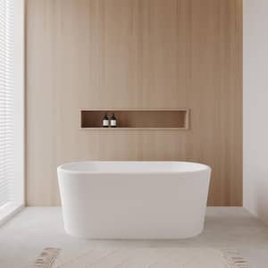 Ursula 59 in. Acrylic Flatbottom Bathtub in Matte White with Brushed Nickel Trim