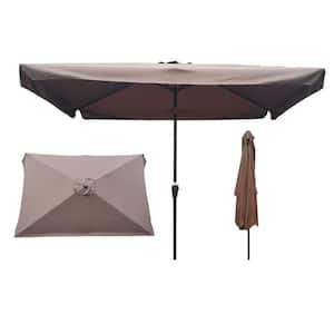 10 x 6.5 ft. Steel Outdoor Market Patio Fade Resistant Umbrella, in Chocolate Color, with Crank and Tilt