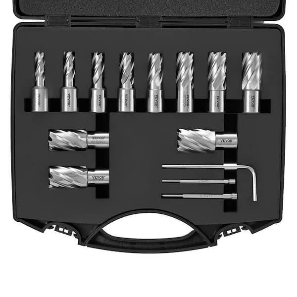 Annular Cutter Set,Weldon Shank Mag Drill Bits Set,7/16 in. to 1-1/16 in.Cutting Diameter,1 Cutting Depth(13-Piece)STEEL