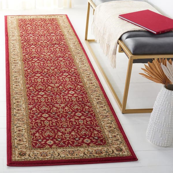 Lyndhurst Red/Ivory 2 ft. x 20 ft. Speckled Floral Border Runner Rug