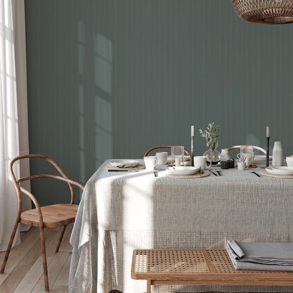 Teal Green Beadboard Vinyl Peel and Stick Wallpaper Roll (Covers 28 sq. ft.)