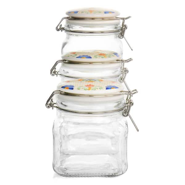 Thyme & Table Geometric Glass Storage Jars, 3-Piece Set