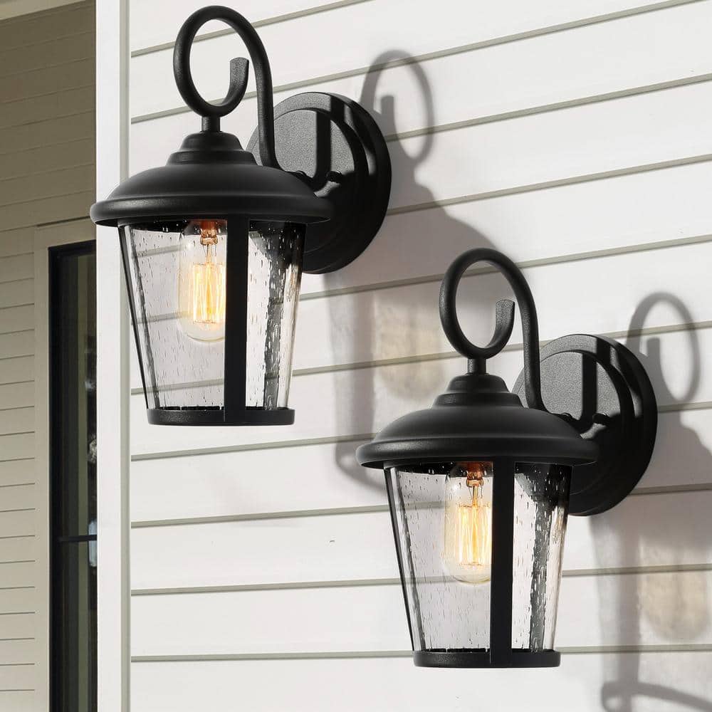 Modern Lantern Outdoor Wall Sconce Luxe 1-Light Black Cylinder Outdoor Wall Sconce with Clear Glass Shade (2-Pack) price history on PriceWatchPro