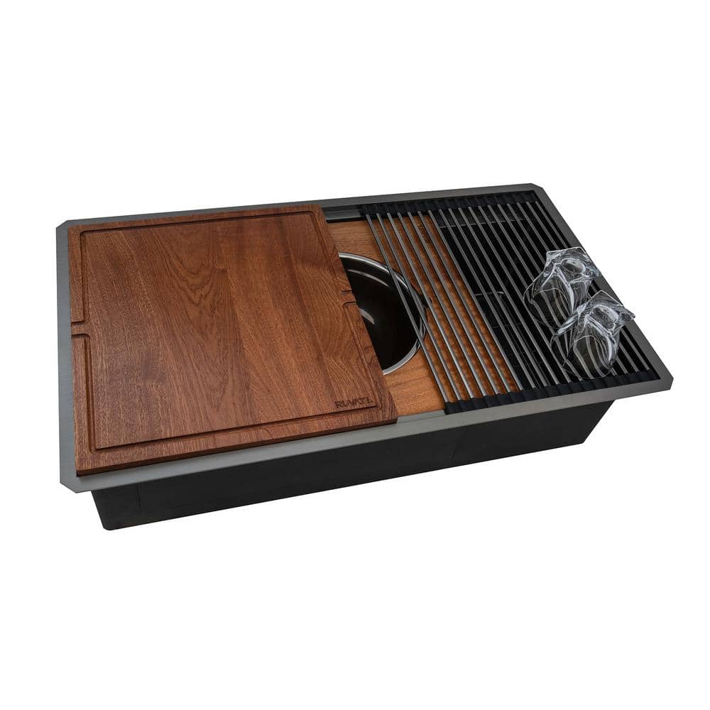 Ruvati 33.5" Black Stainless Steel Drop-In Kitchen Sink