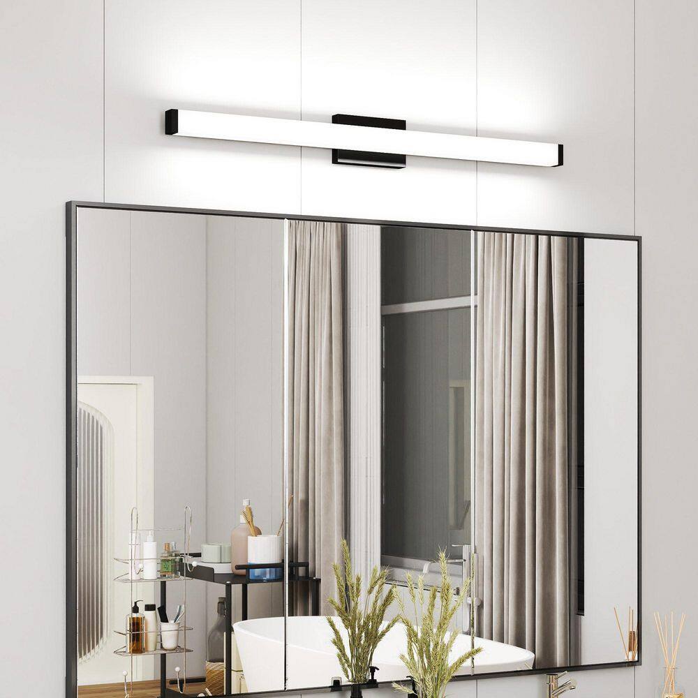 Gleam 41 in. Modern Matte Black LED Wall Sconce With White Acrylic Shade For Bathroom, Vertical or Horizontal Wall Mount price history on PriceWatchPro