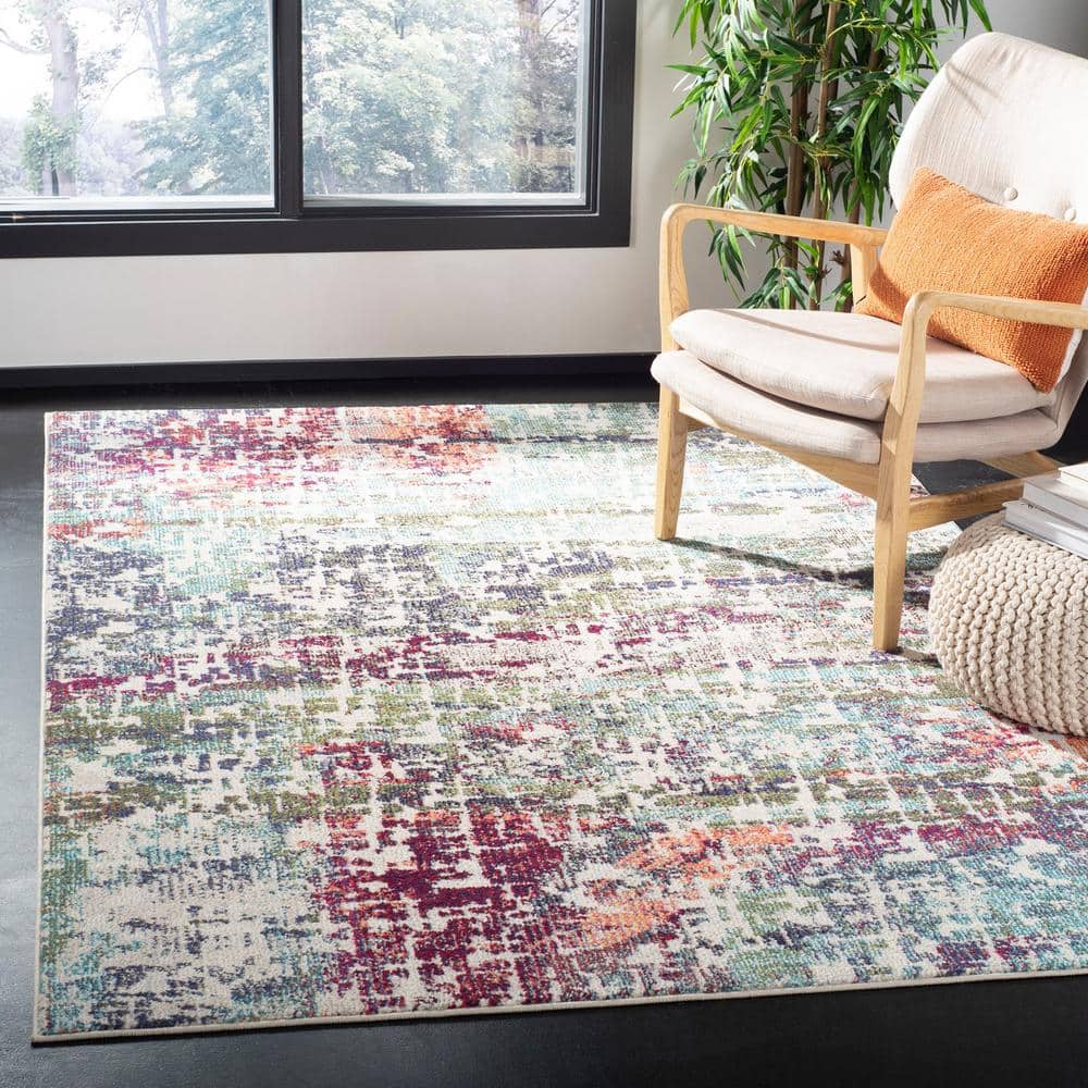 Madison Roswell Vintage Blue 6'7" Square Synthetic Area Rug