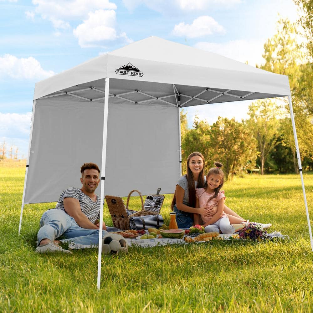 EAGLE PEAK 10 ft. x 10 ft. Outdoor Pop Up Slant Leg Canopy Tent with ...